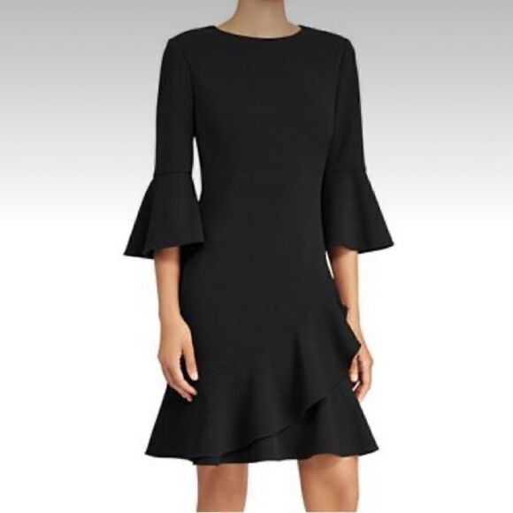NEW RALPH LAUREN Black Ruffle Dress - Picture 1 of 1